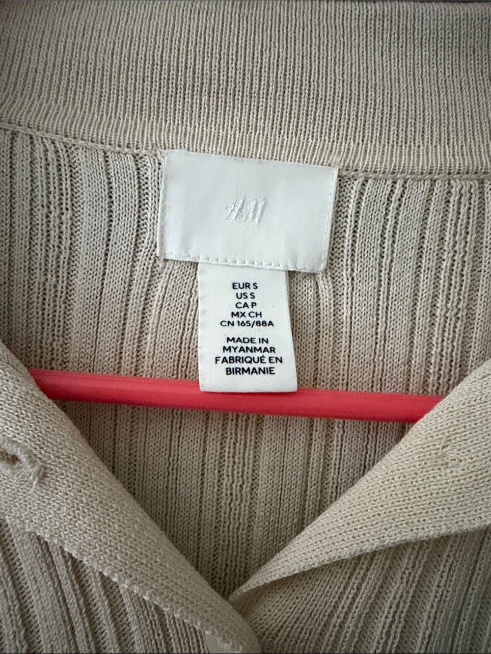 H&M Neutral Ribbed Long Sleeve Top Small - Picture 2 of 8